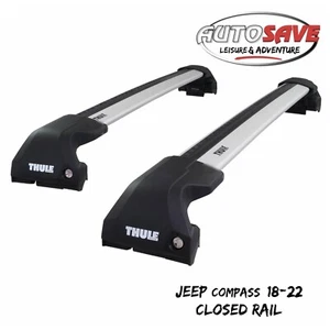 Thule WingBar Edge Silver Roof Bars Set to fit Jeep Compass 18-22 Closed Rail - Picture 1 of 1