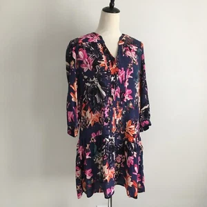 MAEVE Anthropologie sz Small Multi-Color Floral Print Pleats Dress/Long Shirt - Picture 1 of 12