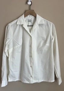 Vintage 50s 60s Blouse Top Shirt Cream Glenbrook Penn Prest Size 10 12 Button - Picture 1 of 4