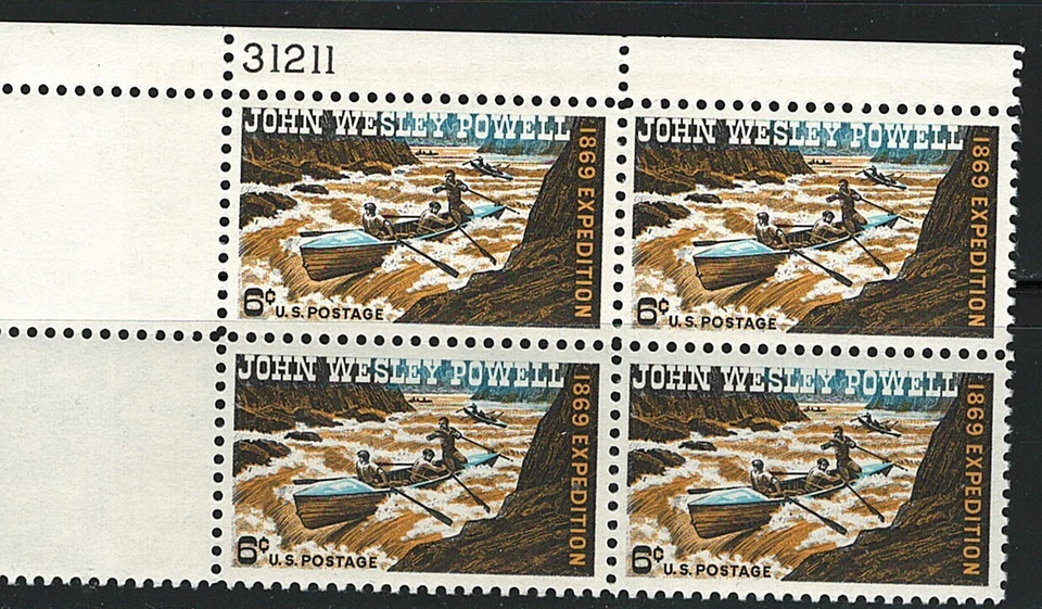 #1374 1969 6-cent J. Powell block of 4 with plate# MNH - Image 1 of 1