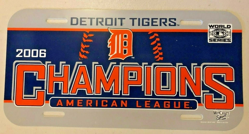 DETROIT TIGERS 2006 WORLD SERIES AL CHAMP MLB BASEBALL VINTAGE LICENSE PLATE NEW - Image 1 of 1
