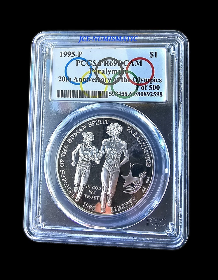 1995 -1 Dolar Paralympics GYMNASTIC PCGS PR69 DCAM 20TH ANNIVERSARY OLYMPIC 95 P - Image 1 of 4