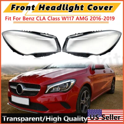 Pair Front Headlight Lens Cover For Mercedes-Benz W117 CLA250 CLA45 AMG 2016-19 - Изображение 1 из 4