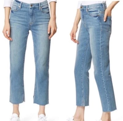 Jeans rectos ajustados de tiro alto Habitual Pace 27 dobladillo recortado lavado claro Foto 1 de 4