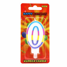 GSD RAINBOW BORDER NUMBER 0 BIRTHDAY PARTY CANDLE