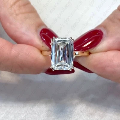 3.40 TCW Criss Cut Moissanite Hidden Halo Engagement Ring In 14K Two-Tone Gold - Image 1 of 4