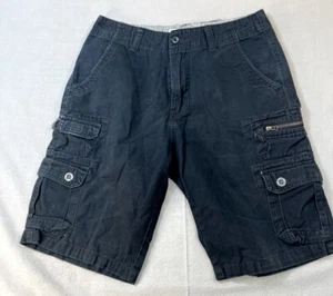 Plugg Cargo Shorts 30 Black Cotton Pockets Coastaway Mens zipper - Picture 1 of 20