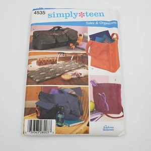 Simplicity Home Decorating Sewing Pattern 4535 Simply Teen Totes Organizer Uncut - Picture 1 of 5