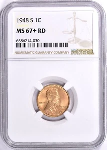 1948 S Lincoln Cent NGC MS-67+ RD ~ $1,380 Value! - Picture 1 of 3