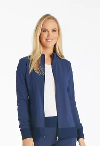 Cherokee Scrubs Zip Front Warm-Up Jacket CK303 NAV Navy Free Shipping - Picture 1 of 4