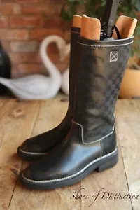 Louis Vuitton Black Leather Tall Boots Shoes Mens UK 8 US 9 EU 42 - Picture 1 of 11