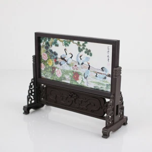 Chinese Mini Screen Decor Plastic Photo Frame Landscape Tabletop Display Vintage - Picture 1 of 35