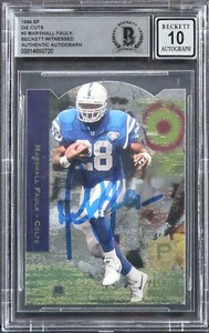 Colts Marshall Faulk Signed 1994 SP Die Cuts #3 Rookie Card Auto 10! BAS Slabbed - Picture 1 of 2