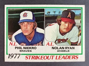1978 Topps #206 Strikeout League Leaders - Nolan Ryan & Phil Niekro    (A) - Picture 1 of 2