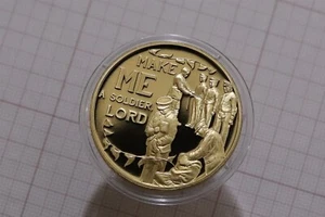 🧭 🇯🇪 JERSEY ISLAND 50 PENCE GOLD PLATED 2014 MAKE ME A SOLDIER B78 WW32 - Picture 1 of 2