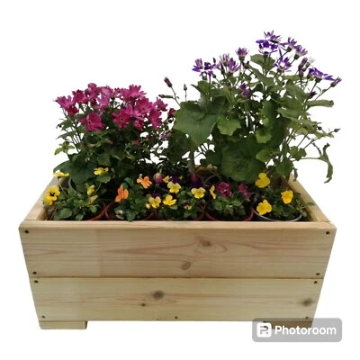 Large Wooden Garden Planter Trough. Wood Window Flower Boxes READY MADE - Image 1 of 4