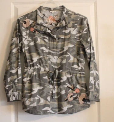 Mujer Tribal Jeans Bordado Camuflado Chaqueta Blazer Boho Artístico Verde Pequeño Foto 1 de 4