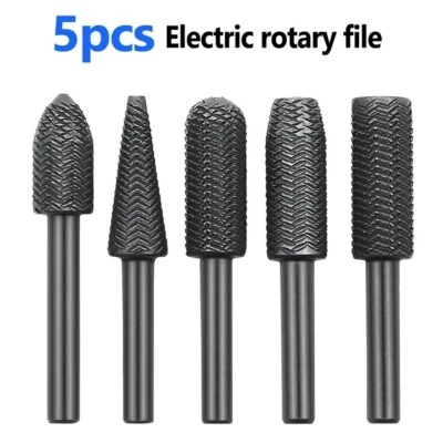 Assorted Sizes and Shapes Rotary Rasp File Set for Metal Wood and Plastic 5Pcs - Image 1 of 4