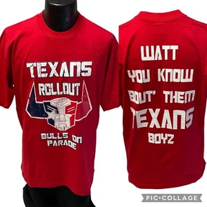 New NFL Red ROLLOUT Bulls on Parade WATT You Know Bout Them TEXANS BOYZ T Shirt - Picture 1 of 9