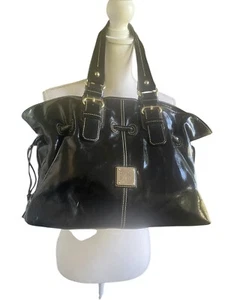 DOONEY & BOURKE Chiara TOTE Black PATENT LEATHER Drawstring Purse - Picture 1 of 20