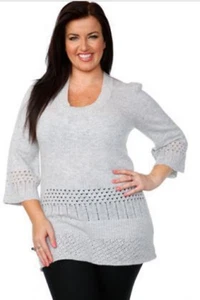 JERSEY JERSEY GRIS MANGA 3/4 CUELLO REDONDO TEJIDO SUAVE TALLA GRANDE UK 20/622 - Imagen 1 de 2