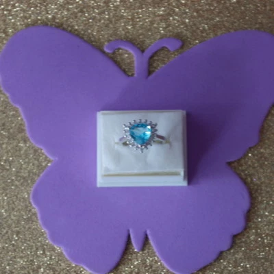  Beautiful 925 Filled Silver Ring With Aquamarine & Cz.3.9 Gr.1.5 Cm.Wide In Box - Image 1 of 4