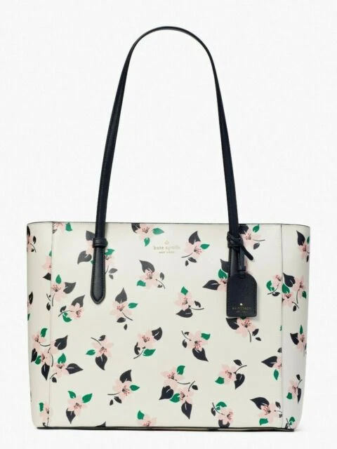kate spade new york Schuyler Lily Blooms Medium Tote Shoulder Bag - Tropicale Print Cream Multicolor