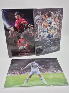3 x Cristiano Ronaldo Man Utd & Real Madrid Metall Männerhöhle Schilder 20 x 30 cm - Bild 1 von 6