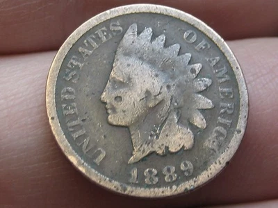 1889 Indian Head One Cent Penny- Good/VG Details - Image 1 of 3