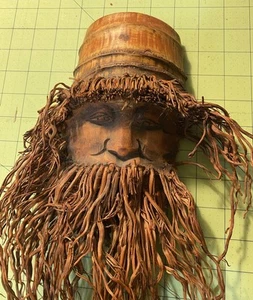 Hand Carved Bamboo Root Bearded Man * Wall Hanging *Very unique one of a kind - Picture 1 of 7