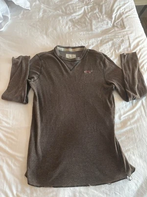 Camiseta De Colección Y2K HOLLISTER Henley Térmica Tejida Waffle Talla M Gris Preppy Patín Años 90 Foto 1 de 4