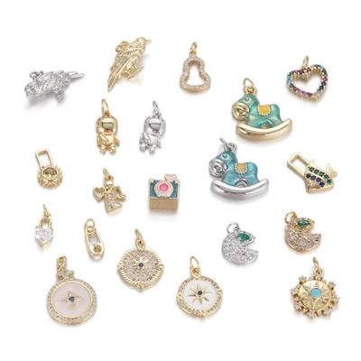 Cute Heart Fish Rocking Horse Bird Charm Pendant Findings Necklace DIY Jewelry - Image 1 of 4