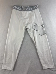 Under Armour Heat Gear White 3/4 Legging Pants Youth Boys Medium - Picture 1 of 5