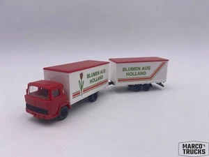 Wiking Magirus 100 D Box trailer tractor red „Blumen from Holland“ 1:87 /WI1106 - Picture 1 of 1