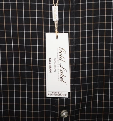 Camisa Roundtree Yorke Etiqueta Dorada Rendimiento Perfecto Sin Hierro Negra 2XT Alta Foto 1 de 4