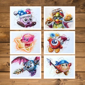Kirby Ballpoint Pen Print Set, Nintendo Art Posters - Picture 1 of 1