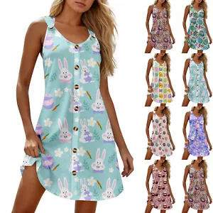 Women's Fashion Sundresses Dresses Printed Easter Summer Loose Casual Dress - Picture 1 of 33