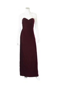 OSCAR DE LA RENTA Vintage Burgundy Velvet Strapless LongGown w Lace Up Back SZ 6 - Picture 1 of 7