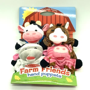 Melissa und Doug Farm Friends Handpuppen Kuh Pferd Schaf Schwein Neu - Bild 1 von 2