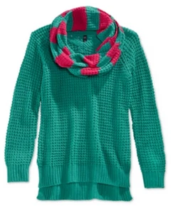 Miss Understood Girls' 2-Piece Sweater Tuni &Scarf Set in Green, Size XL - Picture 1 of 2