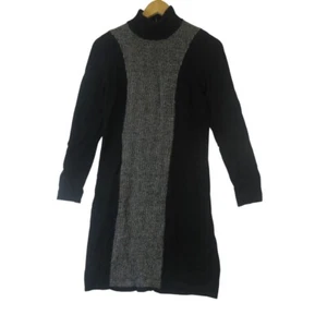 Ralph Lauren Dress Size Large Black Merino Wool Women's Herringbone Preloved - Picture 1 of 24