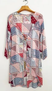 ART CLASS Girl Dress XL(14/16) Patchwork Print Lace-Tie Accent w/Slip Dress - Picture 1 of 5