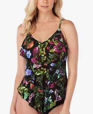Nuevo $120 Traje Mágico Mujer Negro Azul Verde Floral Rita Moderno Tankini Top Talla 8 Foto 1 de 2
