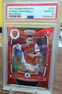 Gabriel Martinelli 2021-22 Panini Prizm EPL 203 Red RC 123/199 PSA 10 - Picture 1 of 2