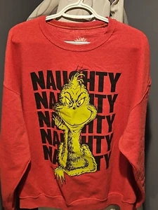 Naughty Grinch Red Sweatshirt XL - Picture 1 of 11