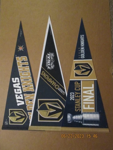 NHL Vegas Golden Knights Vintage 2018 Lot 2 & 2023 Stanley Cup Final Pennants Cover