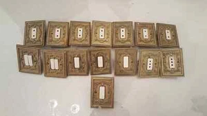 vintage ticino italy antiques bronze wall panel light switch sockets plate - Picture 1 of 12
