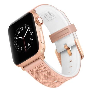 Bracelet silicone ColorPop rose/blanc avec Apple Watch 38/40 mm - Photo 1 sur 3