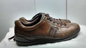 ECCO Brown Leather Fashion Sneaker Lace Up Driving Casual Men Shoes Size 9.5M 43 - Picture 1 of 8