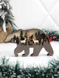 1pc Wooden Bear Decoration (S213) - Picture 1 of 4
